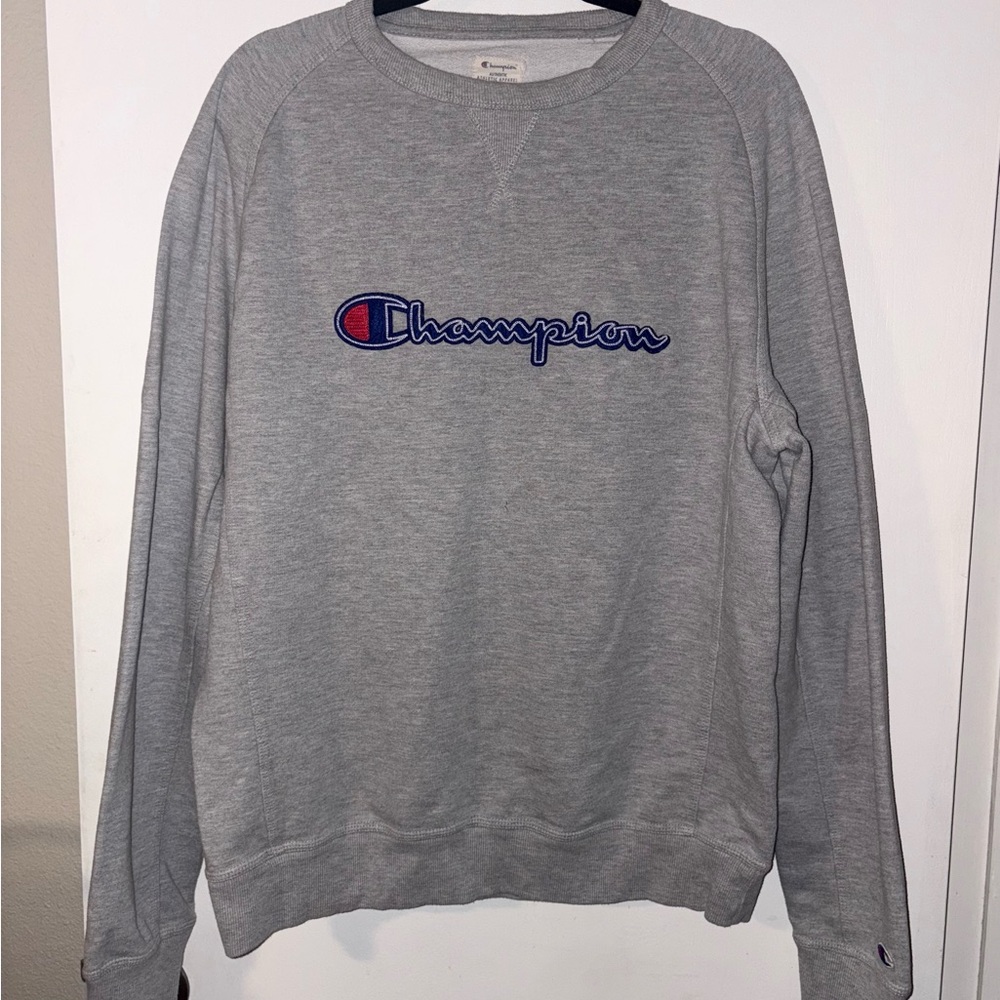 Champion Gray Crewneck Sweater with Classic Logo